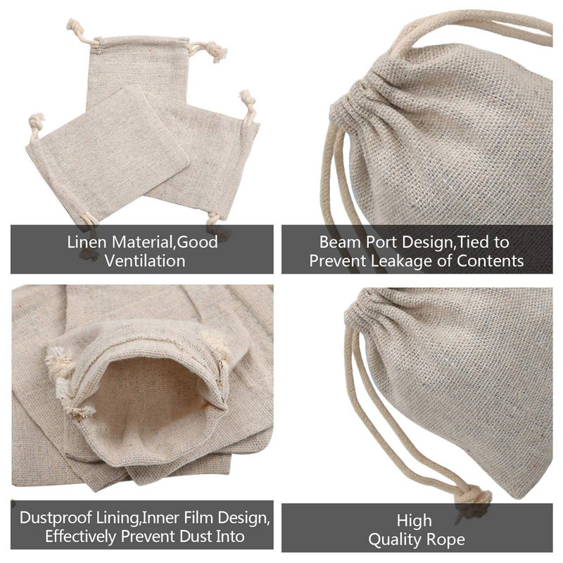 calary 50pcs 5x6.9 Inch Double Canvas Drawstring Bag Cotton Pouch Gift Sachet Bags Muslin Reusable Tea Bag - Image 2